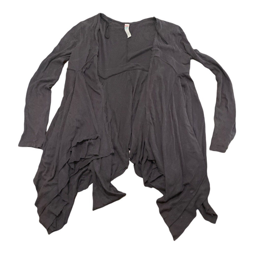 Free People Dark Gray Draped Open Cardigan